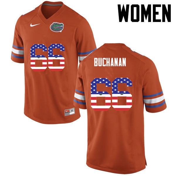 Florida Gators Women #66 Nick Buchanan College Football USA Flag Fashion Orange